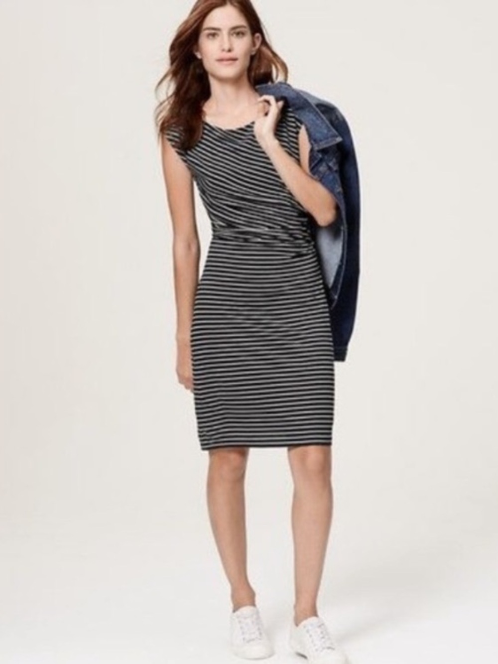 Loft black and white striped dress size medium or small